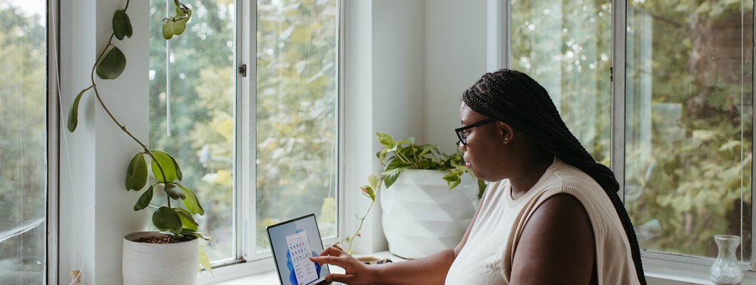 Young person working from home